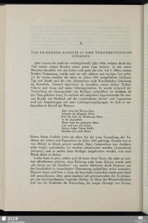 X. Tod Friedrich Augusts II. und Thronbesteigung Johanns