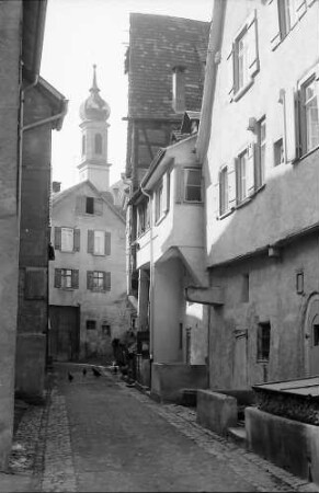 Rottenburg: Gasse mit Turm des Priesterseminars
