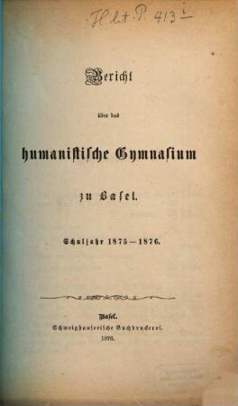 Bericht : über d. ... Schuljahr. 1875/76