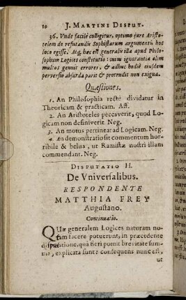 Disputatio II. De Universalibus.
