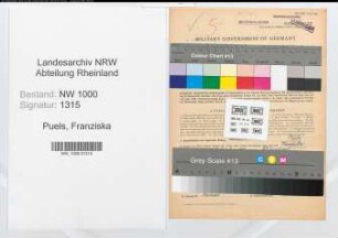 Entnazifizierung Franziska Puels, geb. 21.09.1888 (Kaufm.Angestellte)
