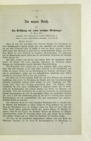 67. Die Eröffnung des ersten deutschen Reichstages