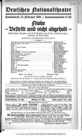 Niobe - Bestellt und nicht abgeholt