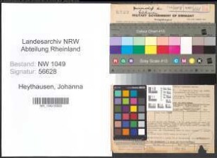 Entnazifizierung Johanna Heythausen , geb. 19.08.1906 ()