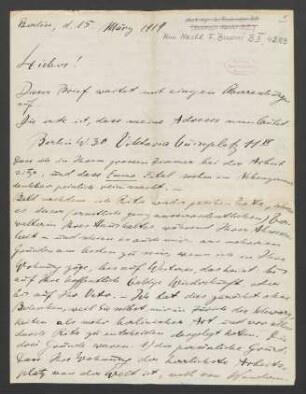 Brief an Ferruccio Busoni : 15.03.1919