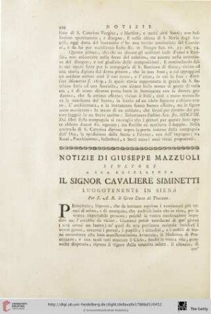 Notizie di Giuseppe Mazzuoli