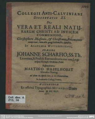 11: De vera et reali naturarum Christi ad inuicem communione