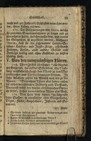V. Von den unvernuenftigen Thieren