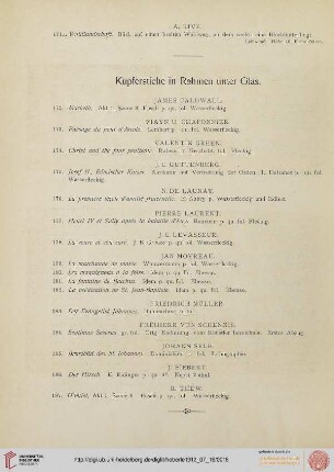 Kupferstiche in Rahmen unter Glas (Nr. 172-187)