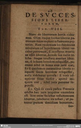 De Successione Libertorum, Tit. VIII.