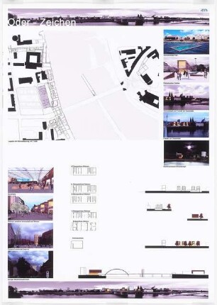 Parkgestaltung an den Ufern zwischen Frankfurt/Oder und Slubice Schinkelwettbewerb 2006: Lagepläne 1:1000, Schnitte, Grundrisse, perspektivische Ansichten (Fotomontagen)