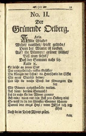 No. II. Der Grünende Oelberg.