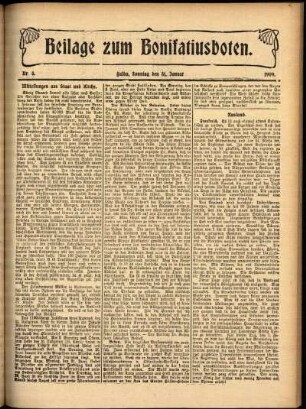 Zweite Ausgabe vom Sonntag, den 31. Januar 1909.