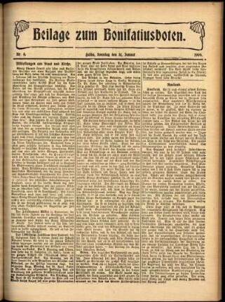 Zweite Ausgabe vom Sonntag, den 31. Januar 1909.