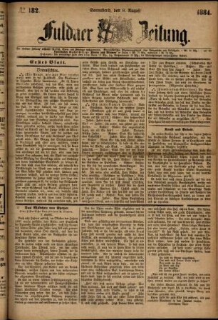 Ausgabe vom Samstag, den 09. August 1884.