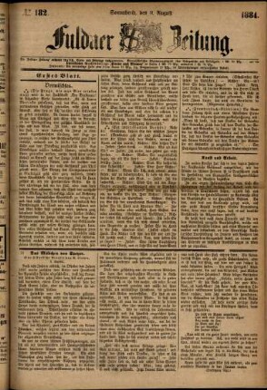 Ausgabe vom Samstag, den 09. August 1884.
