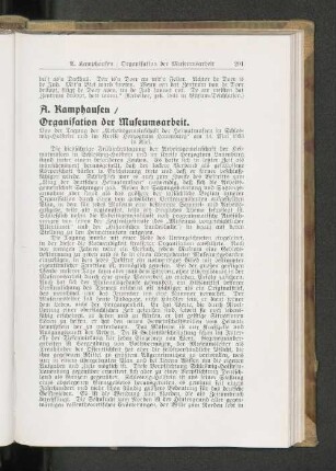 Organisation der Museumsarbeit.