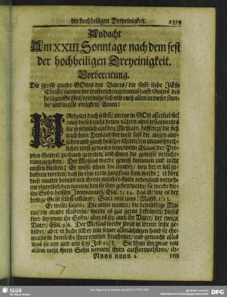 Andacht Am XXIII Sonntage nach dem fest der hochheiligen Dreyeinigkeit