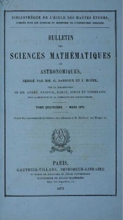 Tome Quartiéme. - Mars 1873.