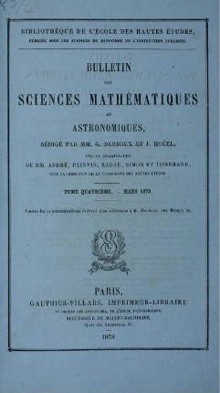 Tome Quartiéme. - Mars 1873.