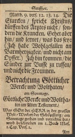 Betrachtung Göttlicher Wercke und Wolthaten am Sonntage.