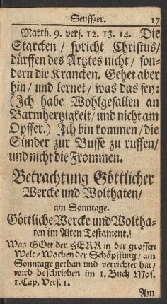 Betrachtung Göttlicher Wercke und Wolthaten am Sonntage.
