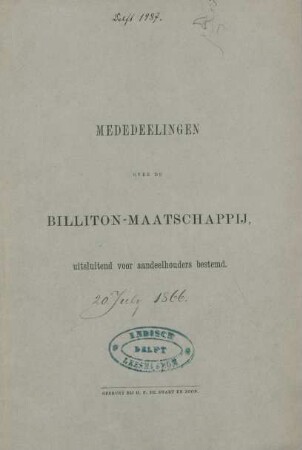 1866: Mededeelingen over de Billiton-Maatschappij