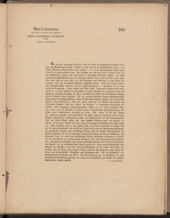 [Fünf Werke von Max Liebermann: Abbildungen und Erläuterungen, 950 - 954]