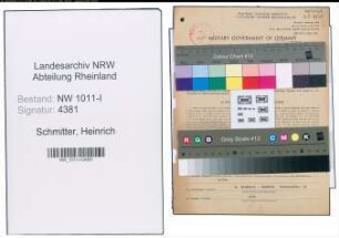 Entnazifizierung Heinrich Schmitter , geb. 27.10.1900 (Schenkwirt)