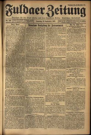 Ausgabe vom Samstag, den 10. September 1927.