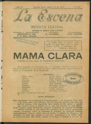 Mama Clara : comedia en tres actos