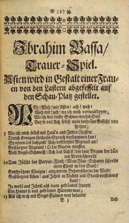 Daniel Caspers von Lohenstein Ibrahim Bassa : Trauer-Spiel