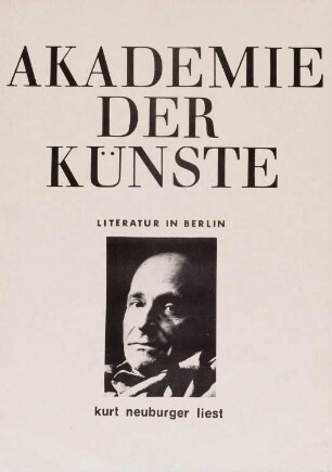 Plakat zur Autorenlesung des Künstlers Kurt Neuburger, improvisierte Soiree anlässlich seines Geburtstages, 1970
