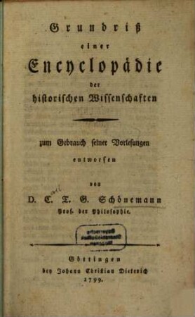 Grundriß einer Encyclopädie der historischen Wissenschaften