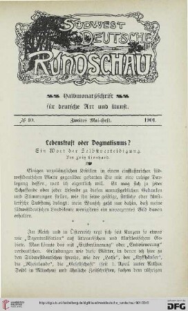 1: Lebenskraft oder Dogmatismus? : ein Wort der Selbstverteidigung