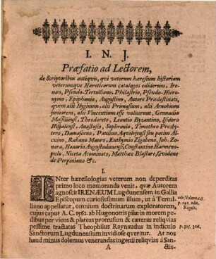 Thomae Ittigii Lipsiensis, SS. Theol. Licent. & Aedis Nicolaitanae in patria Archidiacone De Haeresiarchis aevi Apostolici & Apostolico proximi, seu primi & secundi a Christo nato seculi Dissertatio