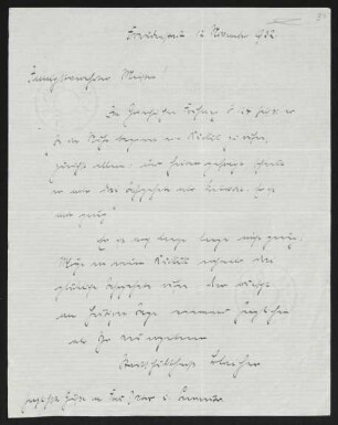 Brief von Gerhart Hauptmann an Ernst Blaicher