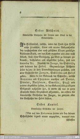 Erster Abschnitt. Litterärische Geschichte der Zangen und Hebel in der Geburtshülfe
