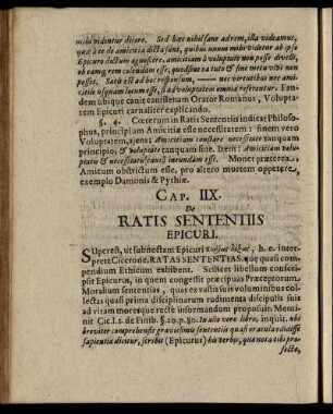 Cap. IIX. De Ratis Sententiis Epicuri.