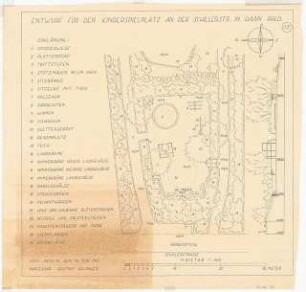Öffentliche Grünanlage an der Stadthalle und Karl-August-Jung-Platz, Haan: Kinderspielplatz an der Schillerstr: Grundriss 1:100