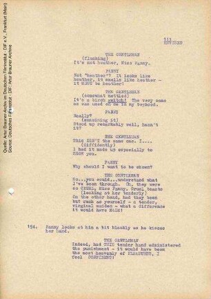 Englisches Drehbuch (Auszug)