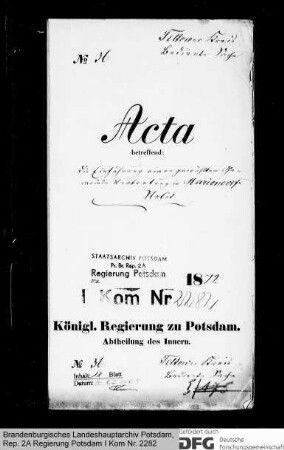 Einführung einer gewählten Gemeindevertretung in Mariendorf, Kr. Teltow