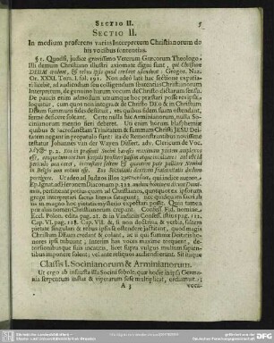 Sectio II. In medium proferens varias Interpretum Christianorum de his vocibus sententias