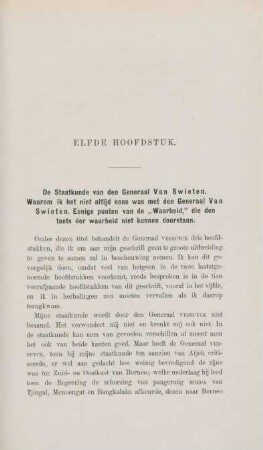 Elfde hoofdstuk. De staatkunde van den Generaal van Swieten. Waarom ik het niet altijd eens was met den Generaal van Swieten. Eenige punten van de "Waarheid", die den toets der waarheid niet kunnen doorstaan