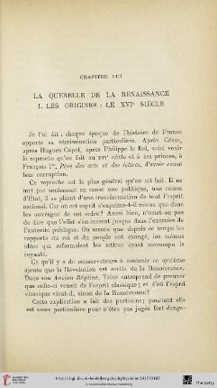 Chapitre VIII. La querelle de la Renaissance. I. Les origines: Le XVI. siécle