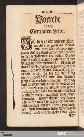 Vorrede an den Geneigten Leser