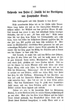 Ansprache von Pastor D. Jänisch bei der Beerdigung von Hauptpastor Ranke.