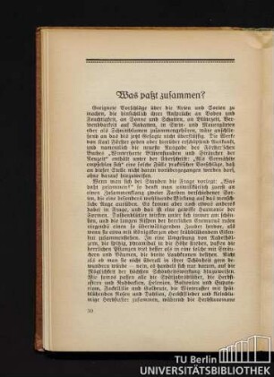 Was passt zusammen?