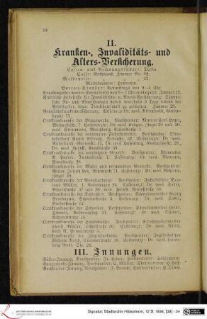 II. Kranken-, Invaliditäts- und Alters-Versicherung.
