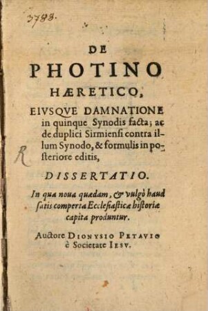 De Photino haeretico dissertatio